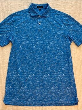 Peter Millar Blue Graphic Print Polo